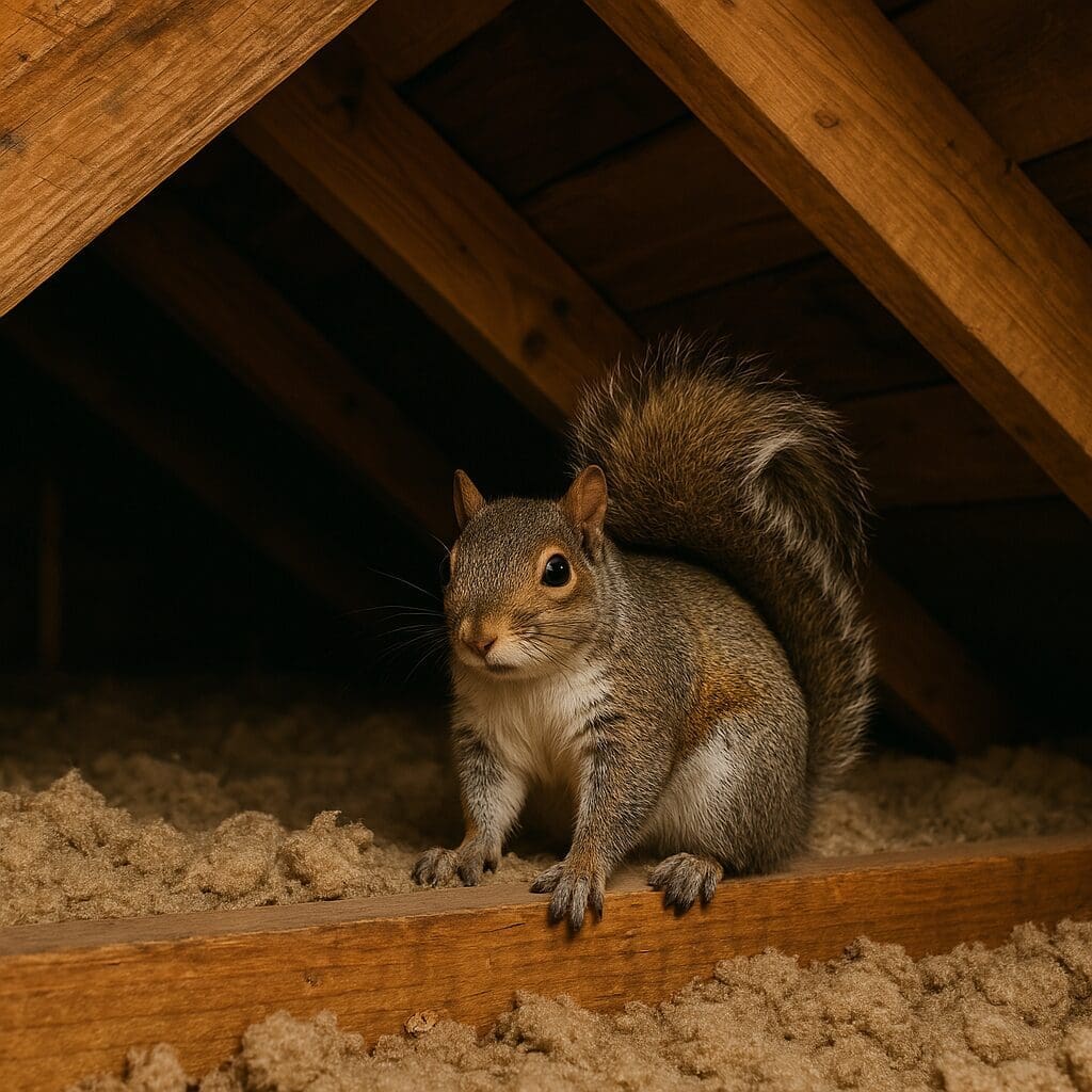 squirrel in the attic of a home