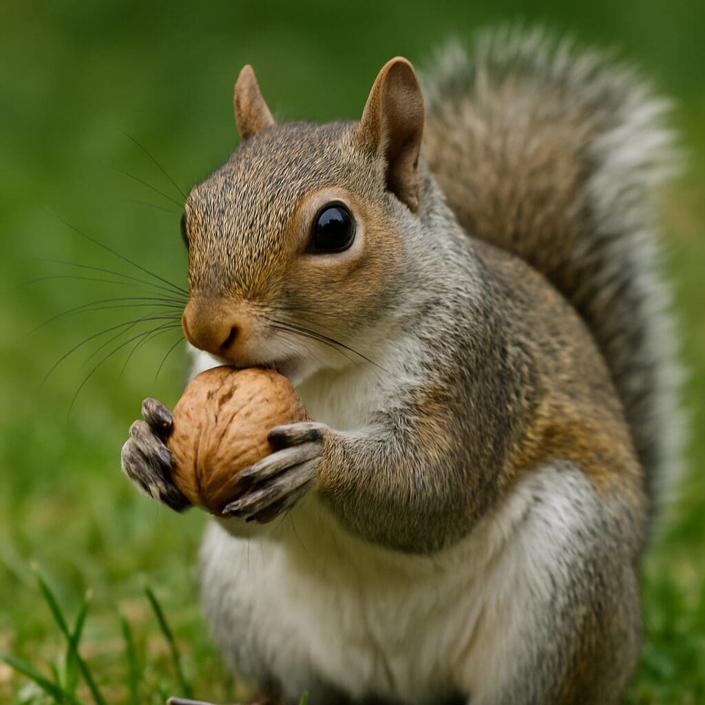 a squirrel eating a nut