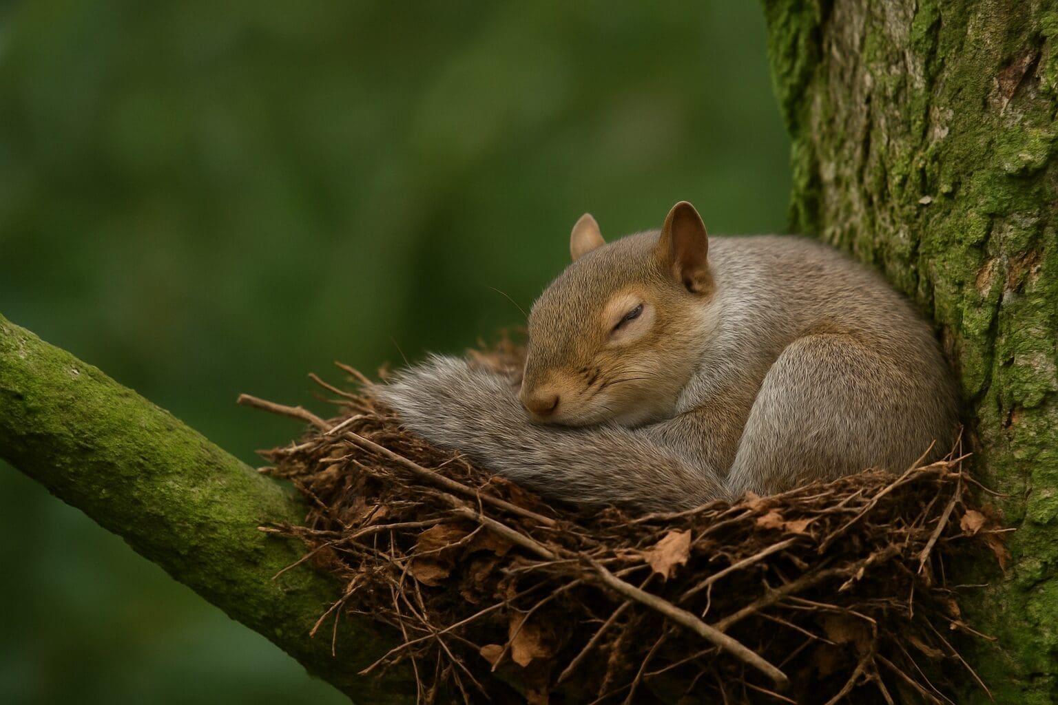 squirrel sleeping in a tree in Houston, Texas